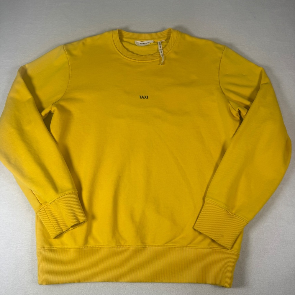 Helmut Lang Taxi Sweatshirt Mens Medium Yellow Cotton Streetwear Graphic Limited